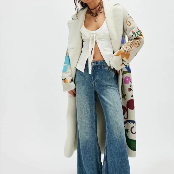 Free People Nigel Preston Colorful Floral Long Coat - Picture 9 of 10